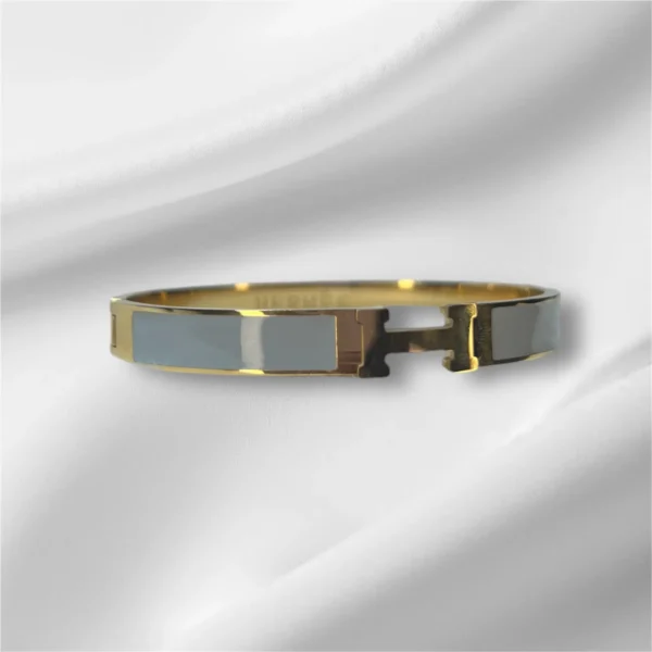 Hermès-Inspired Elegant Blue Bracelet with Gold-Plated Detailing - Image 5